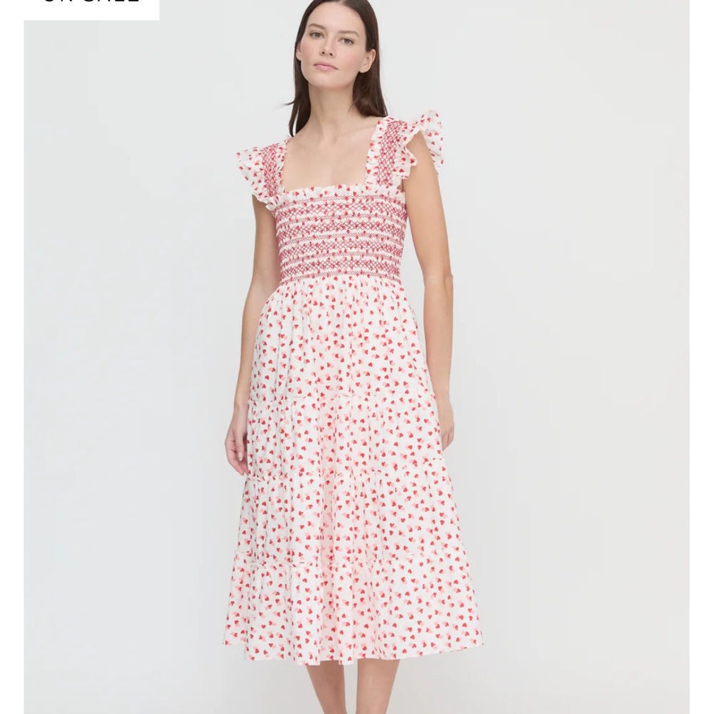 Hill House Pink and White Midi Dress